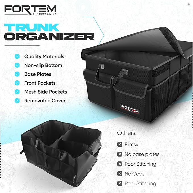 FORTEM Trunk Organizer For SUV Car Trunk Organizer, Foldable Storage, Car Accessories for Women Men, Collapsible Bag, Perfect C