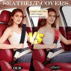 Extended Seat Belt Cover Pad, 2 Pack Soft & Comfortable Universal Seatbelt Covers for Adults and Kids, Fits Car Seat Belts, Armrest, and Backpacks (Black)