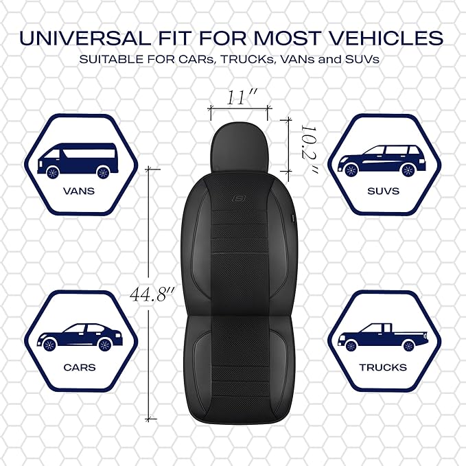 Skechers Air-Cooled Memory Foam Seat Covers,Mesh Thick Car Seat Covers,Piping Leather Car Seat Covers Front Seats,Airbag Comp