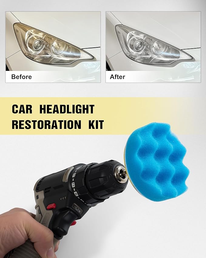 143 PCS Drill Polishing Kit, 3 Inch Sanding Disc Headlight Restoration Kit 60 to 10000 Grit Buffing Pads for Car Sanding, Wax