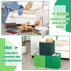 Karenhi 11" x 10. 5" x 10. 5" Green Storage Cube, 6 Pack Fabric Cube Storage Bins Organizer Box, Collapsible Baskets with Han