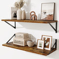 Deep Floating Shelves for Wall,30" Wx10 D Wood Floating Shelf Set of 2,Sturdy Metal Bracket Wide Display & Storage,Wall Mount