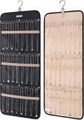 BAGSMART Hanging Necklaces Organizer Jewelry Holder Storage Roll with Hanger Metal Hooks Double-Sided Jewelry Organizer for N