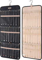 BAGSMART Hanging Necklaces Organizer Jewelry Holder Storage Roll with Hanger Metal Hooks Double-Sided Jewelry Organizer for N