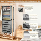 2-in-1 Durable 6-Tier Hanging Closet Organizer with 4 Removable Drawers,2 Separable 3-Tier Thickened Fabric Hanging Shelf Clo
