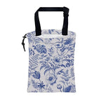 Car Garbage Bag Abstract Blue and White Floral Hanging Canvas Car Trash Bag Drawstring Car Back Seat Organizer for Car Back Front Seat Console with Adjustable Buckle