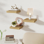 Fun Memories Square Floating Shelves for Wall, 9.3" W x 9.3" D x 1.4" H, Shelves for Wall with Invisible Brackets, Small Wood