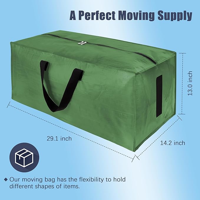 HOMESURE 12 Pack Large Strong Moving Bags with Zippers & Carrying Handles - Water-Resistant - Heavy Duty Storage Tote for Spa