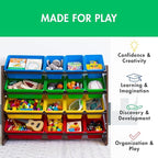 Humble Crew Supersized Toy Storage Organizer with 16 Removable Bins, Walnut/Primary – Large Toy Storage for Toddlers Ideal fo