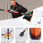 62.4" Snow Brush - Ice Scrapers for Car Windshield, 360°Pivoting Brush Head, Comfortable Foam Grip, Extendable Snow Removal Car Brush for Trucks SUVs, Essential Winter Tool