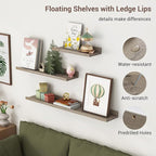 Axeman 36 Inch Floating Shelves | Grey Picture Ledge Shelf Set of 3 | Rustic Grey Wood Wall Shelves with Lip | 36" Picture Sh