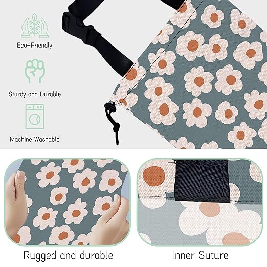 Groovy Flowers Car Garbage Bag,Daisy Waterproof Small Car Trash Bag Hanging Back of Seat,Drawstring Hanging Car Trash Bag with Adjustable Buckle for Car Accessories