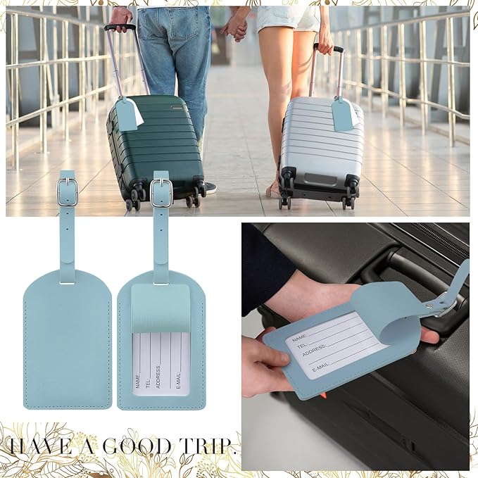 Amylove 48 Sets Leather Luggage Tags Bulk Wedding Favors Luggage Tags for Guests Bridal Gifts Wedding Bridal Shower Gift PU L