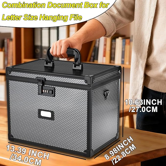 File Storage Cabinet File Organizer Document Organizer File Box in Office and Home with Combination Lock with 20 Letter Size 