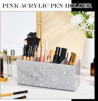 Jetec Acrylic Glitter Pen Holder 4 Compartments Bling Makeup Brush Stationery Organizer Pencil Holder for Desk Accessories Sp