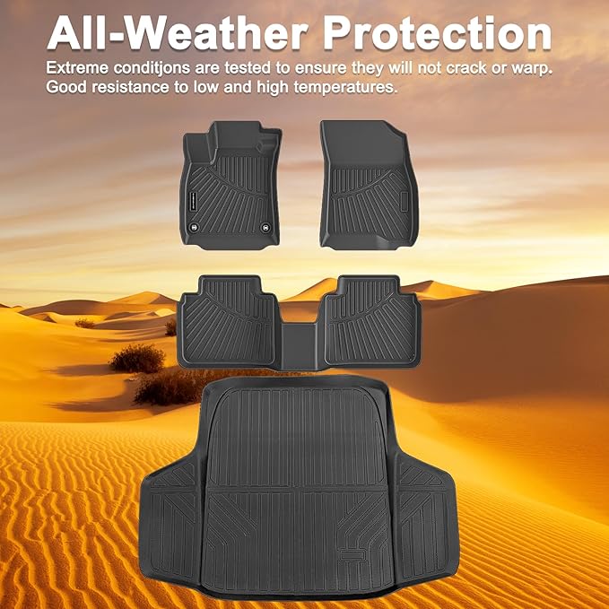 TPE Floor Mats for 2023-2026 Honda Accord (Include Hybrid) All Weather Car Floor Liners Fit Honda Accord Accessories Black