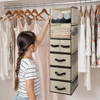 GRANNY SAYS Hanging Closet Organizers and Storage 6 Shelves, Closet Hanging Organizer with 5 Drawers, 6 Side Pockets Hanging 