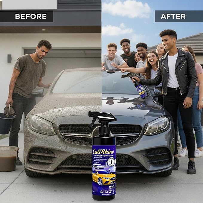 CaliShine Quick Effect Coating Spray - 16.9 fl oz Waterless Ceramic Car Wax Coat - Detail Polish & Cleaner for Cars Boat Body