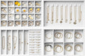 Velvet Jewelry Drawer Organizer Trays – Large White Stackable Jewelry Storage Inserts Set, 4-Layer Jewelry Tray Set for Earri