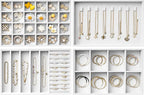 Velvet Jewelry Drawer Organizer Trays – Large White Stackable Jewelry Storage Inserts Set, 4-Layer Jewelry Tray Set for Earri