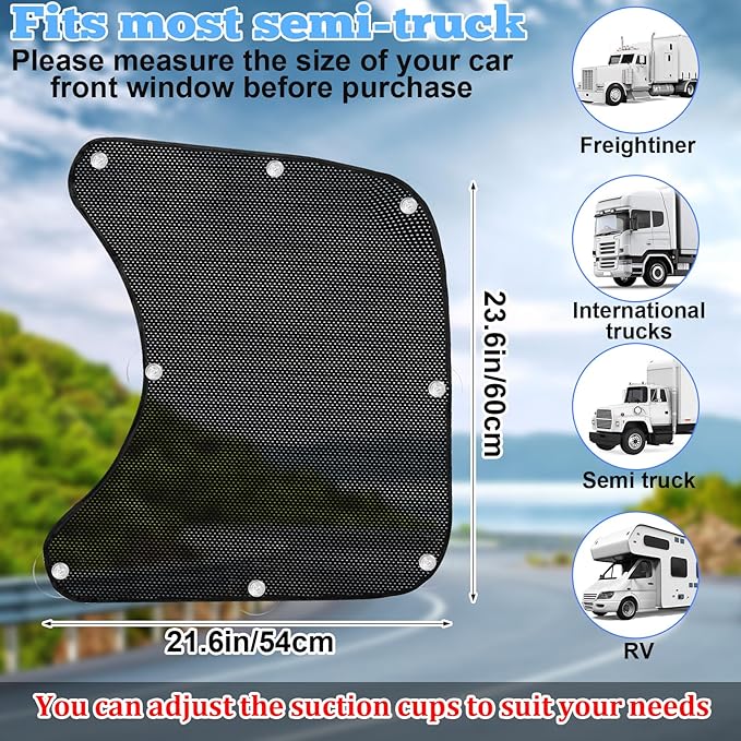 2PCS Side Window Sunshades for Semi-Truck,23.6x21.6inch Car Side Window Shade RV Semi Truck Accessories