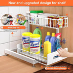 2 Pack Under Sink Organizer, Pull Out Cabinet Organizer 2 Tier Slide Out Sink Basket Drawer Sink Shelf Cabinet Storage Shelve