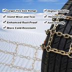 Snow Chains for SUV Car Pickup Trucks RV, Universal Adjustable Emergency Portable Snow Tire Chains, Applicable Tire Width 215