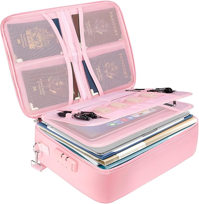 BALEINE Fireproof Document Box with Lock, Portable Fireproof Document Bag Waterproof Fire Proof File Boxes for Documents, Fil