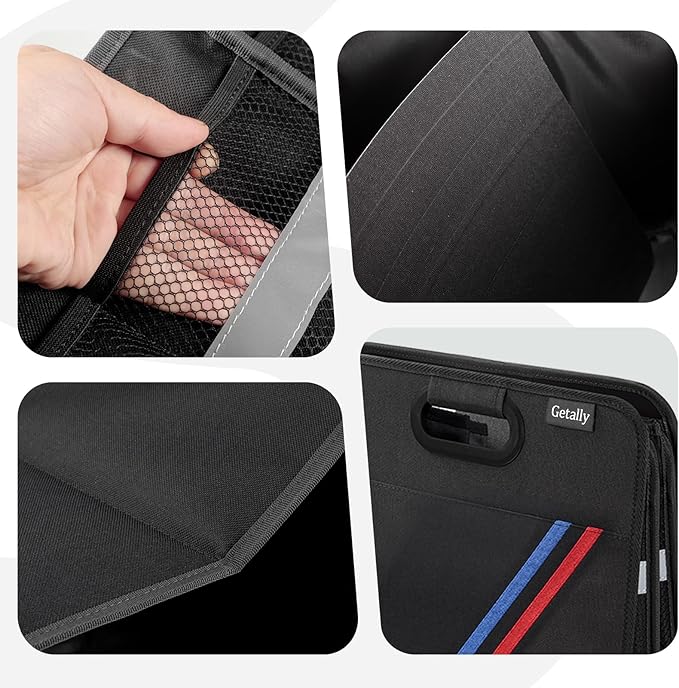 Trunk Organizer for Car, Collapsible Trunk Organizer with Multi Pockets, 3 Compartments Storage Organizer for Car SUV, Truck, S
