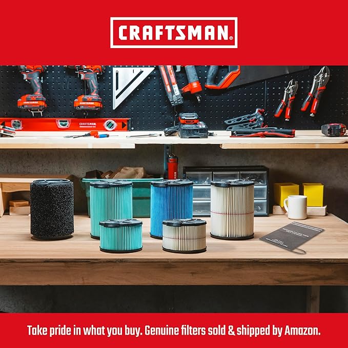 CRAFTSMAN CMXEVBE17590 9 Gallon 4.25 Peak HP Wet Dry Vac, Portable Shop Vacuum Wet and Dry with Filter, Dust Bag, Hose and At