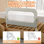 omzer Bed Guard Rail for Toddlers - 32inch Folding up & Adjustable Heights Baby Bed Safety Rails - Portable Toddler Bed Barri