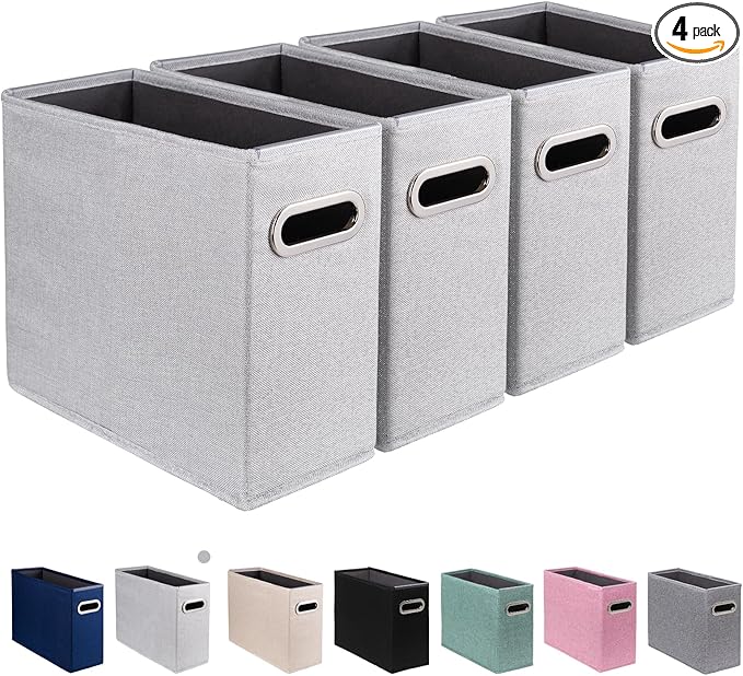 4 Pack Letter Size File Storage Box Collapsible, Fabric Hanging File Folders Organizer, Portable Office Document Holder with 