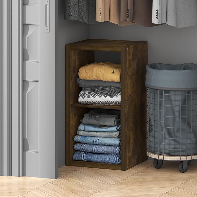 Furinno Cubic Closet Organizers and Storage, 2-Cube Closet Organizer, Open Shelf Closet Storage, Extra Thick Frame for Wardro