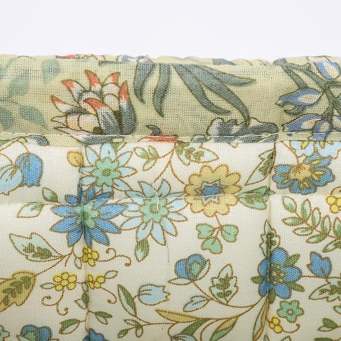 Small Storage Basket Organizer, Mini Fabric Floral Storage Baskets with Handle, Quilted Portable Collapsible Storage (H)