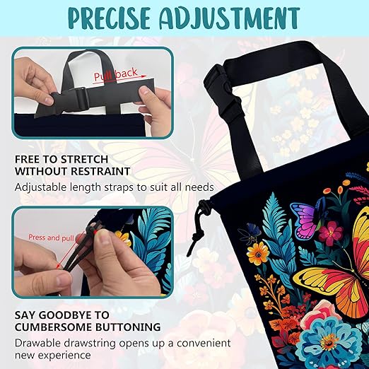 Car Garbage Bag Colorful Flowers and Butterflies Hanging Canvas Car Trash Bag Waterproof Drawstring Car Back Seat Organizer for Car Back Front Seat Console with Adjustable Buckle