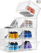 Attelite Shoe Box Organizer,Set of 6,Stackable Plastic Shoe Box with Clear Door, Shoe Storage Box Containers,For Display Snea