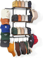Keebofly Hat Rack for Wall with Shelf, Hat Holder Organizer for 100+ Caps Bennies,Hat Storage with Perfumes & Cosmetics Displ