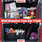 JOJOY LUX Car Trunk Organizer with Multi Compartments - Automotive Collapsible Cargo Containers with 11 Pockets Reinforced