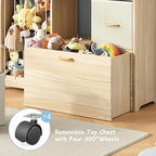 EXPERLAM Toy Organizer and Stuffed Animals Storage, All-in-One Toy Shelf with Stuffed Animal Holder, 2 Drawers, Movable Toy C
