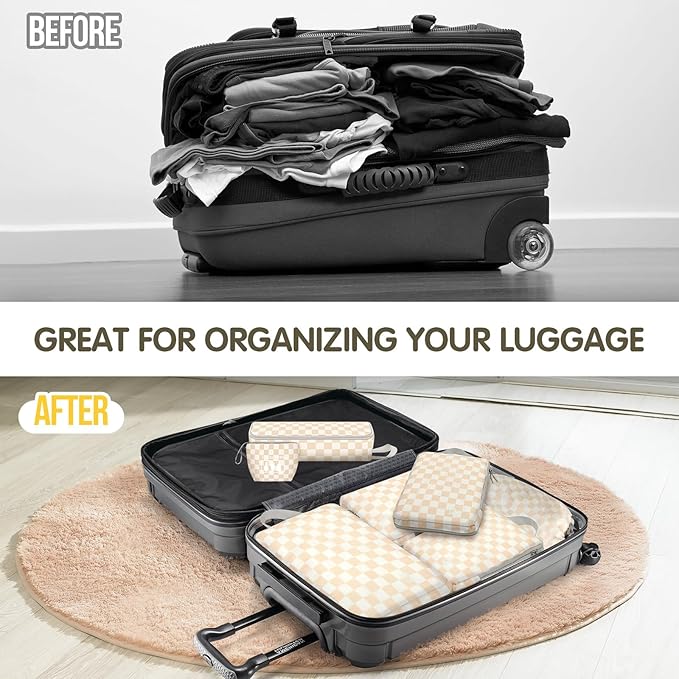 8 Set Compression Packing Cubes Travel, Lightweight Durable Packing Compression Cubes, Accessories Bags Packing Cubes for Tra