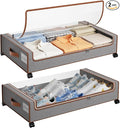 Yecaye Under Bed Storage with Wheels, 2 Pack Under the Bed Storage Containers with Lids & Label, XXL 60L Rolling Underbed Sto