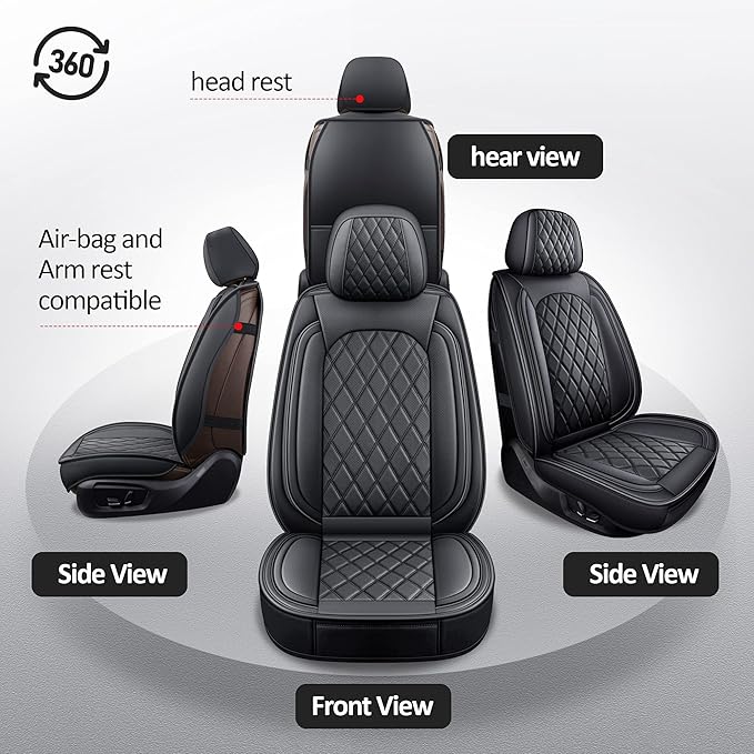MIROZO Seat Covers Full Set,Car Seat Covers Black Car Seat Protector Waterproof Automotive Seat Covers fFront and Back Fit fo