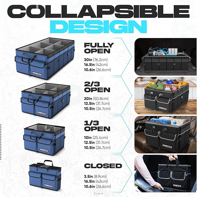 FORTEM Trunk Organizer For SUV Car Trunk Organizer, Foldable Storage, Car Accessories for Women Men, Collapsible Bag, Perfect C