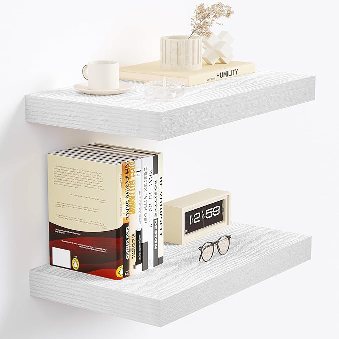 Vivelove 16 X 9 Floating Shelves,Wall Shelves with Invisible Brackets, 1.5” Thick Floating Shelves for Bathroom, Bedroom, Liv