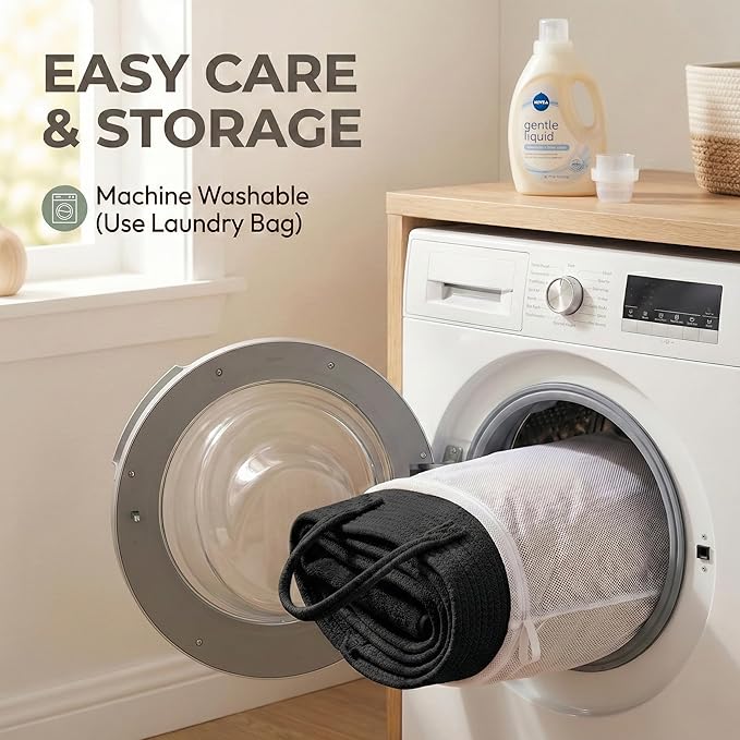 JMvicyroam 65L Extra Large Blanket Basket for Living Room - Woven Cotton Rope Laundry Hamper with Reinforced Handles - Storag