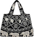 allydrew Large Foldable Tote Nylon Reusable Grocery Bags, 6 Pack