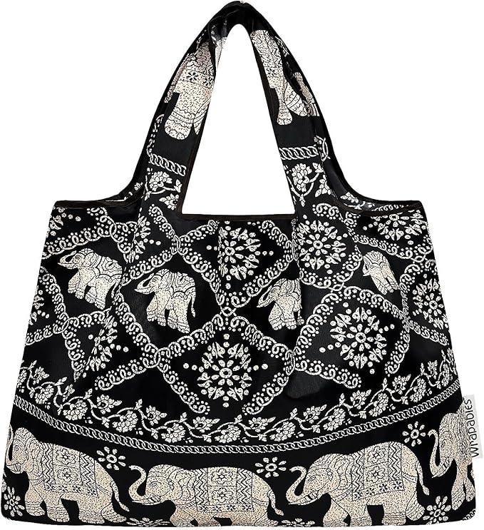 allydrew Large Foldable Tote Nylon Reusable Grocery Bags, 6 Pack