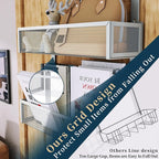 Consumest Over The Door Hooks Organizer - Extra Long Door Hanger with 9 Coat Hooks & 2 Mesh Basket, Back Storage Organizer Ha