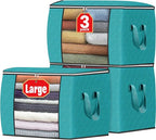 Fab totes 24 Gallons Clothes Storage, Foldable Thick Fabric Blanket Storage Bags, Containers for Organizing Bedroom, Closet, 