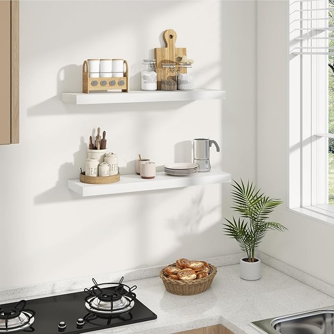 Dreamland 8" Deep Long Floating Shelves, 32 Inches Floating Shelves for Wall Set of 2, Large Display & Storage Shelf, Wall Sh
